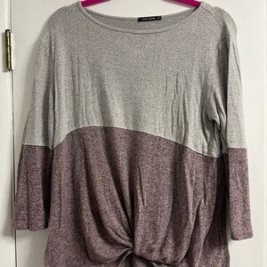 Pink Clover Two-Tone Gray and Mauve Blouse